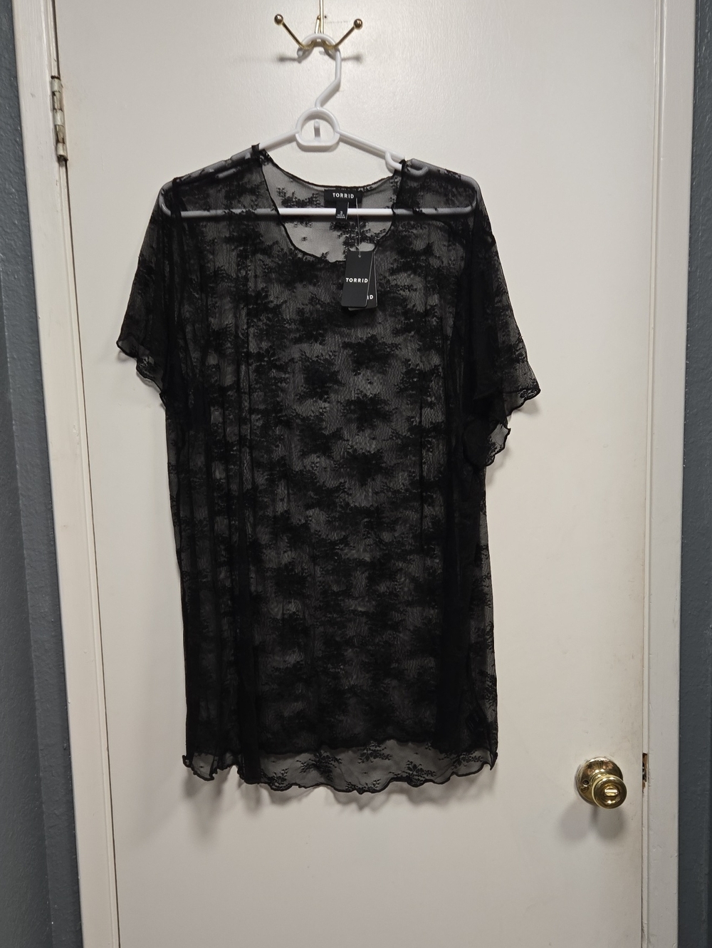 torrid Black Sheer Floral Lace Overlay Top